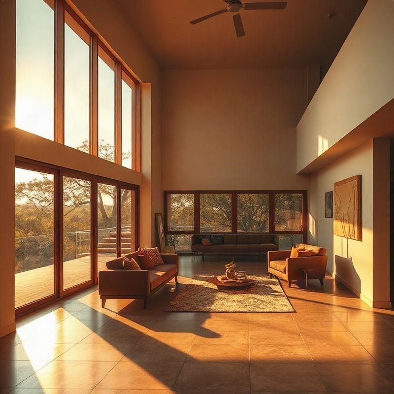 Warm amber-gold interior of a modern Kenyan residential property